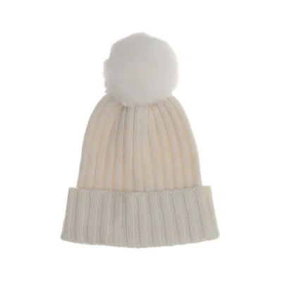 Bommelmütze (Weiß) von Athleta Nylon, Polyester, Kunstpelz, Wolle