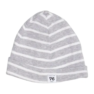 Beanie (Gray, White) from Polarn O. Pyret Organic cotton
