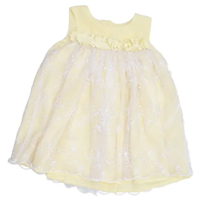 Robe de fille de fleur (Jaune, Blanc) de F&F Nylon, Polyester