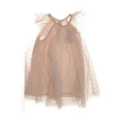 Klänning (Beige, Silverfärgad) från H&M Bomull, Metallfiber, Polyester, Viskos
