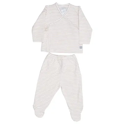 Set (Beige, Wit) Katoen, Elastaan