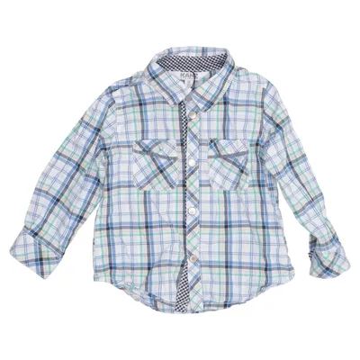Shirt (Blauw, Wit, Groen) van Kanz Katoen