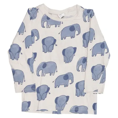 T-shirt à manches longues (Blanc, Bleu) de H&M Coton