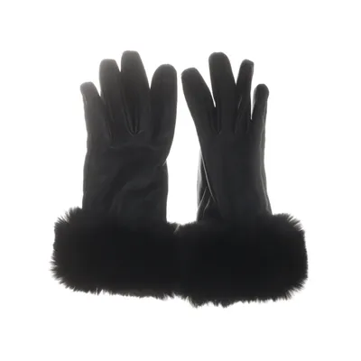 Leren handschoenen (Zwart) van Pieces Imitatiebont, Leer