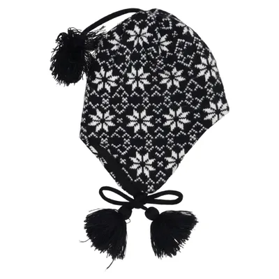 Trapper hat (Black, White) from Emilia Acrylic, Polyester