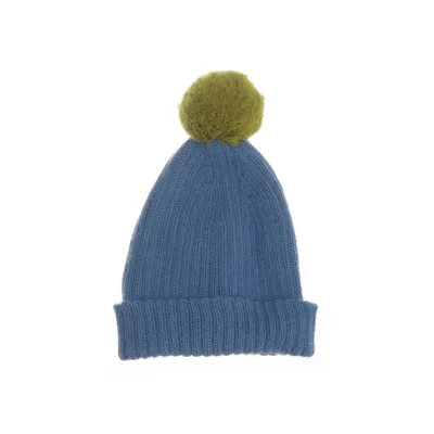 Bobble hat (Blue, Green) from Oeuf Alpaca wool