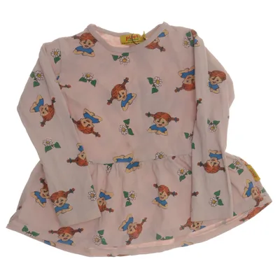 Klänning (Beige, Flerfärgad) från Pippi Bomull, Elastan