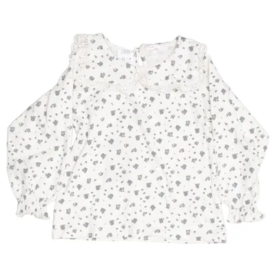 Bluse (Hvid, Blå) fra Zara Bomuld