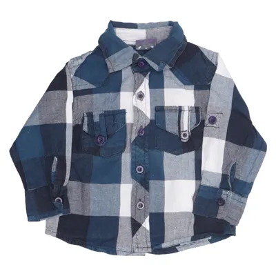 Flanellen overhemd (Blauw, Wit, Zwart) van Devil Child Katoen