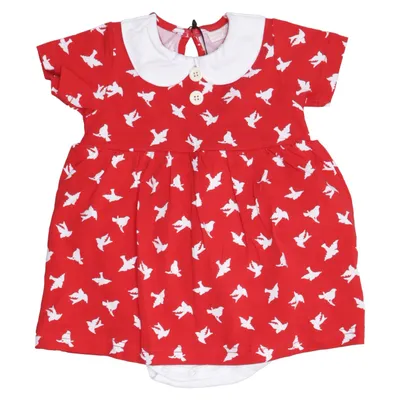 Dress (Red, White) from Baby by Lindex Cotton, Elastane