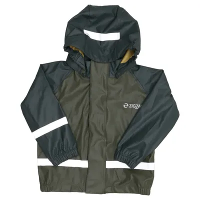 Regnjacka (Grön, Gul) från ZigZag Polyester