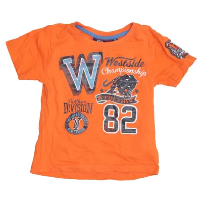 T-shirt (Orange, Multicolored) from Red & Blue Cotton