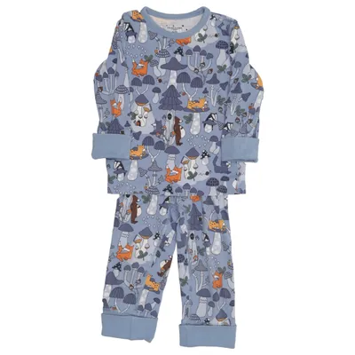 Pyjamas (Blå, Flerfärgad) från Polarn O. Pyret Elastan, Ekologisk bomull