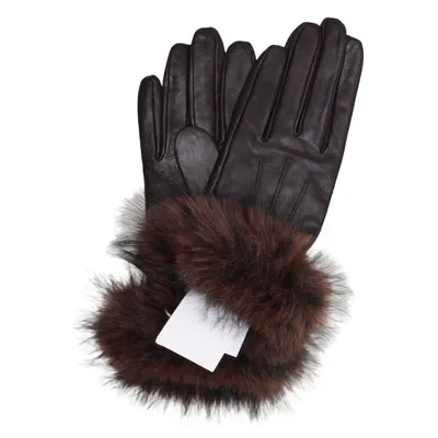Läderhandskar (Brun) från Mango Skinn, Polyester