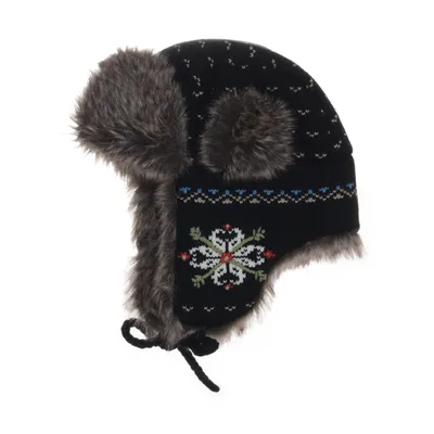 Trapperhat (Sort, Flerfarvet) fra FUR Akryl, Polyester