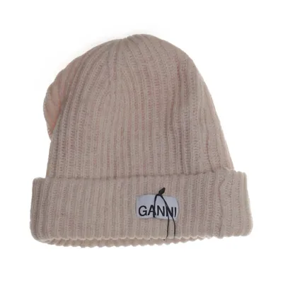 Beanie (Pink) from Ganni Polyamide, Wool