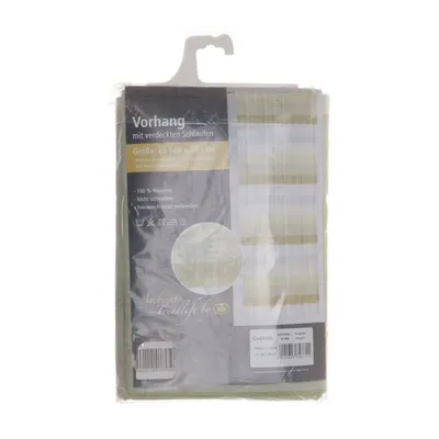 Rod pocket curtain (Green, White) from Gözze Polyester