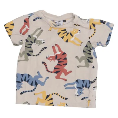 T-shirt (Beige, Flerfärgad) från Polarn O. Pyret Elastan, Ekologisk bomull