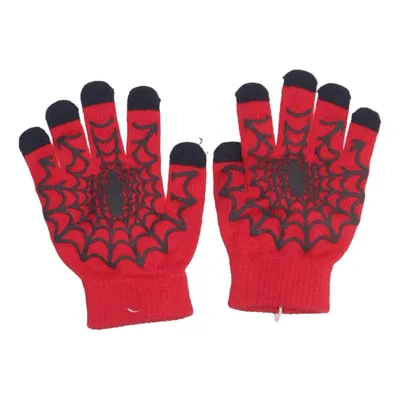 Gloves (Red, Black) from Lindex Acrylic, Elastane, Polyamide, Polyester