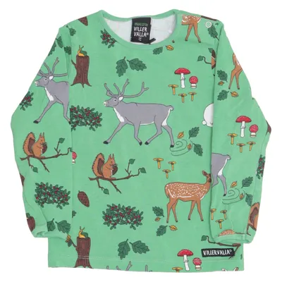 Long sleeve T-shirt (Green, Multicolored) from Villervalla Elastane, Organic cotton