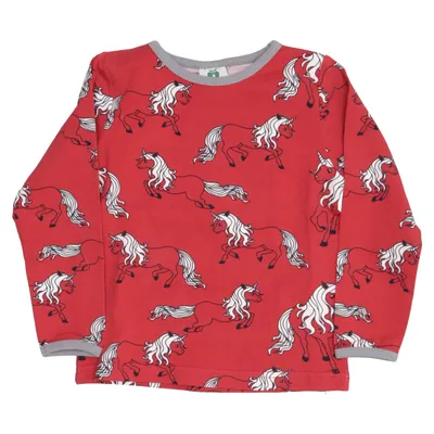 T-shirt à manches longues (Rouge, Gris) de Småfolk Élasthane, Coton biologique