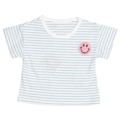 T-shirt (Wit, Blauw) van Shi Yi Katoen, Elastaan