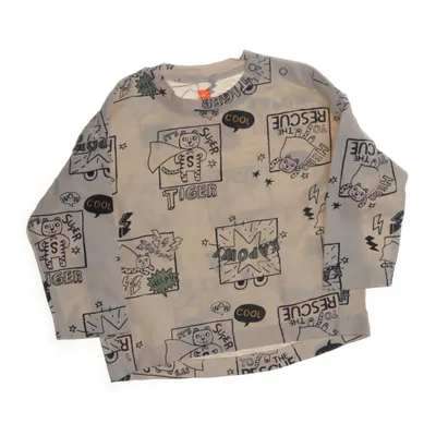 Långärmad t-shirt (Beige, Flerfärgad) från Hema Bomull