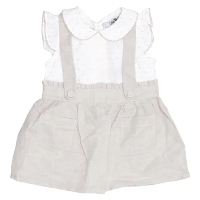 Tuinjurk (Beige, Wit) van Dr.Kid Katoen, Linnen