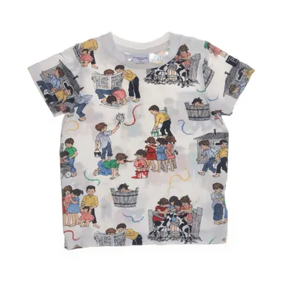 T-shirt (Vit, Flerfärgad) från Polarn O. Pyret Elastan, Ekologisk bomull