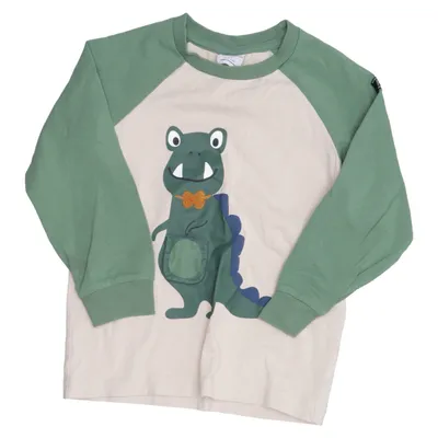 Baseball T-shirt (Green, Beige) from Polarn O. Pyret Elastane, Organic cotton