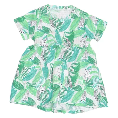 Kjole (Grøn, Hvid, Flerfarvet) fra MyWear Baby Bomuld, Elastan
