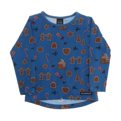 Långärmad t-shirt (Blå, Flerfärgad) från Villervalla Ekologisk bomull, Elastan
