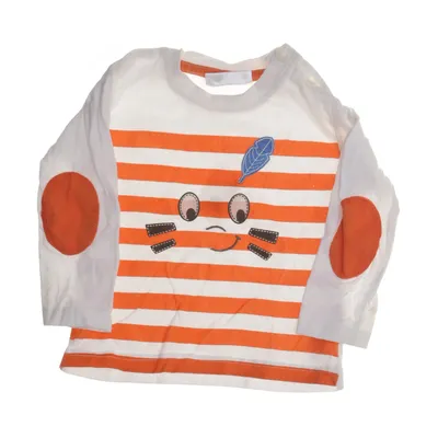 Långärmad t-shirt (Vit, Orange) från Baby Bomull