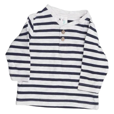Henley Shirt (Grau, Blau) von Topomini Baumwolle, Elasthan, Viskose
