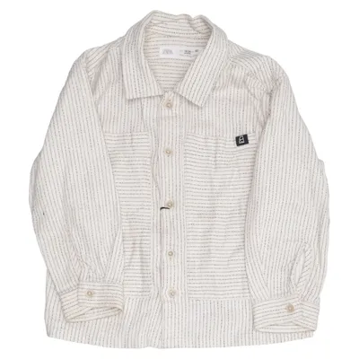 Shirt (Beige, Zwart) van Zara Katoen, Linnen
