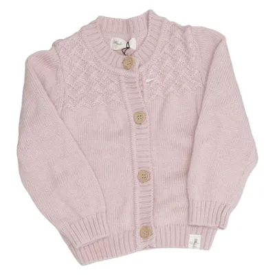 Strickjacke (Pink) von Little Jalo Merinowolle