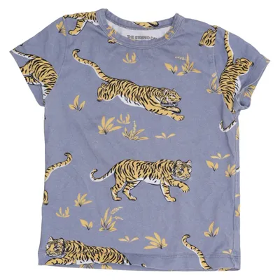 T-shirt (Blau, Gelb, Mehrfarbig) von The Striped Cat Elasthan, Bio-Baumwolle