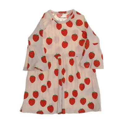 Klänning (Vit, Röd) från Mini Rodini Elastan, Ekologisk bomull