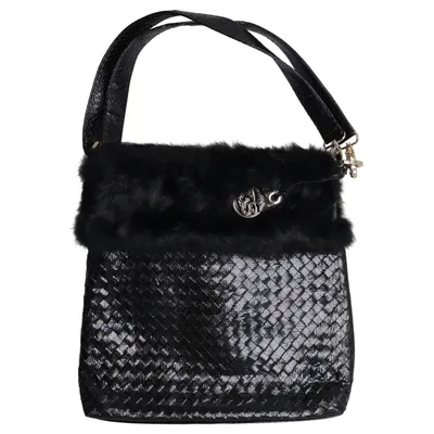 Sac à bandoulière (Noir) de Tosca Blu Cuir, Fourrure de lapin