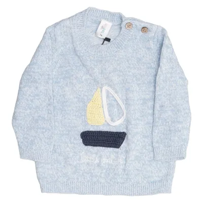 Strickpullover (Blau, Weiß) von Topomini Baumwolle, Polyester