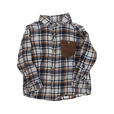 Flannel shirt (White, Multicolored) from Zara Basic Collection Cotton