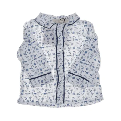 Pyjama shirt (Wit, Blauw) van Cyrillus Katoen