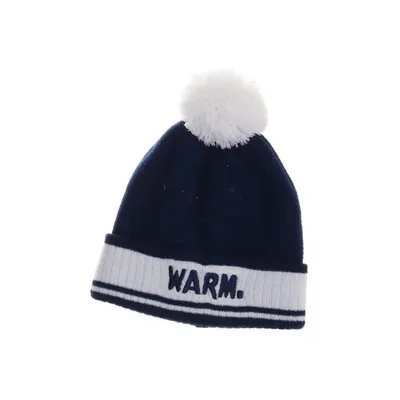 Pompon muts (Wit, Blauw) van Warm Acryl