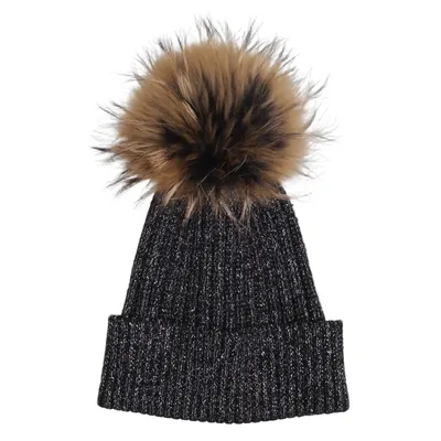 Bonnet à pompon (Noir, Marron) de Kopenhagen by Andersen Fourrure, Polyester