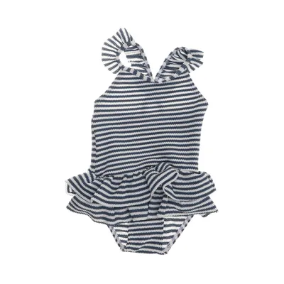 Badedragt (Blå, Hvid) fra Hema Elastan, Polyester