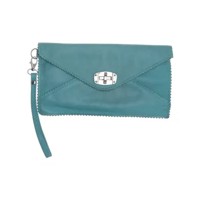 Pochette enveloppe (Turquoise) de Borse in Pelle Cuir
