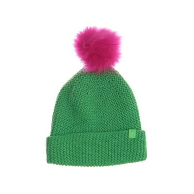 Pompon muts (Groen) van MÖMA Acryl, Polyester, Imitatiebont