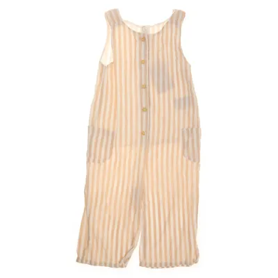 Jumpsuit (Beige, White) from H&M Cotton