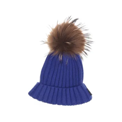 Pompon muts (Blauw) van Hollies Acryl, Bont, Wol