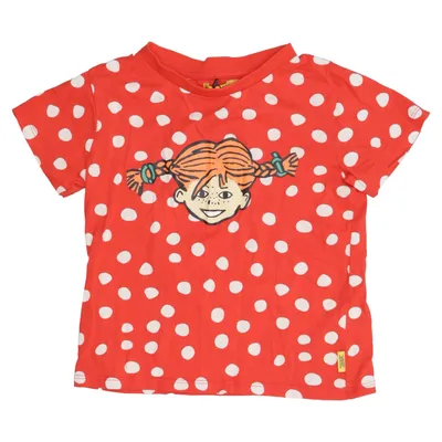 T-shirt (Rouge, Blanc) de Pippi Långstrump Coton